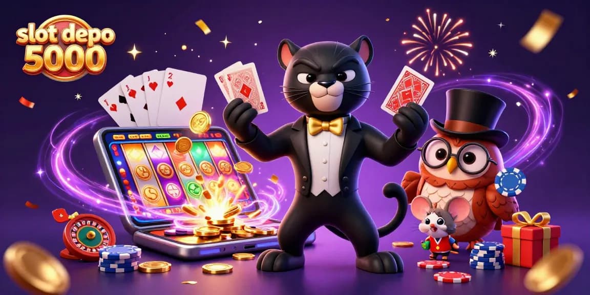 Experience thrilling gameplay with slot depo 5000, featuring dynamic casino elements and lively characters.