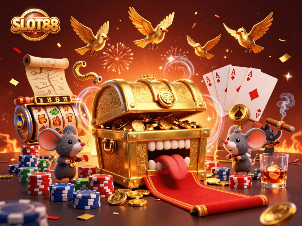 Putar SLOT88 dengan jack pot mengesankan dan simbol slot menggoda pemain.