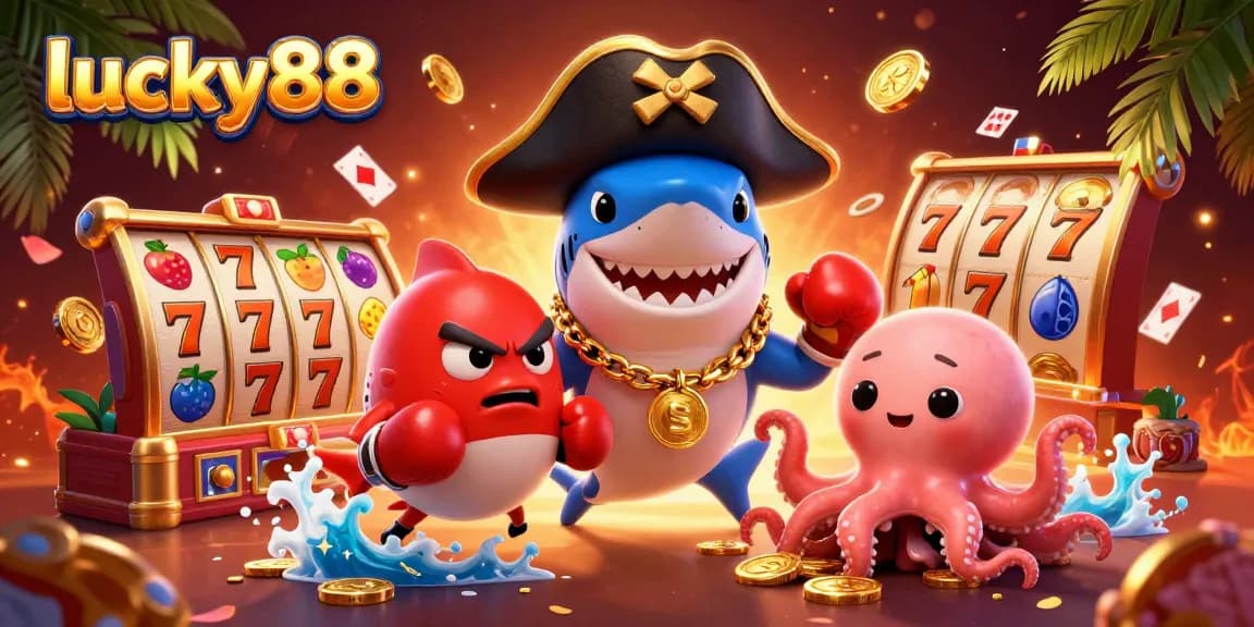 Experience thrilling gameplay at lucky88 with vibrant cartoon casino characters and festive elements.