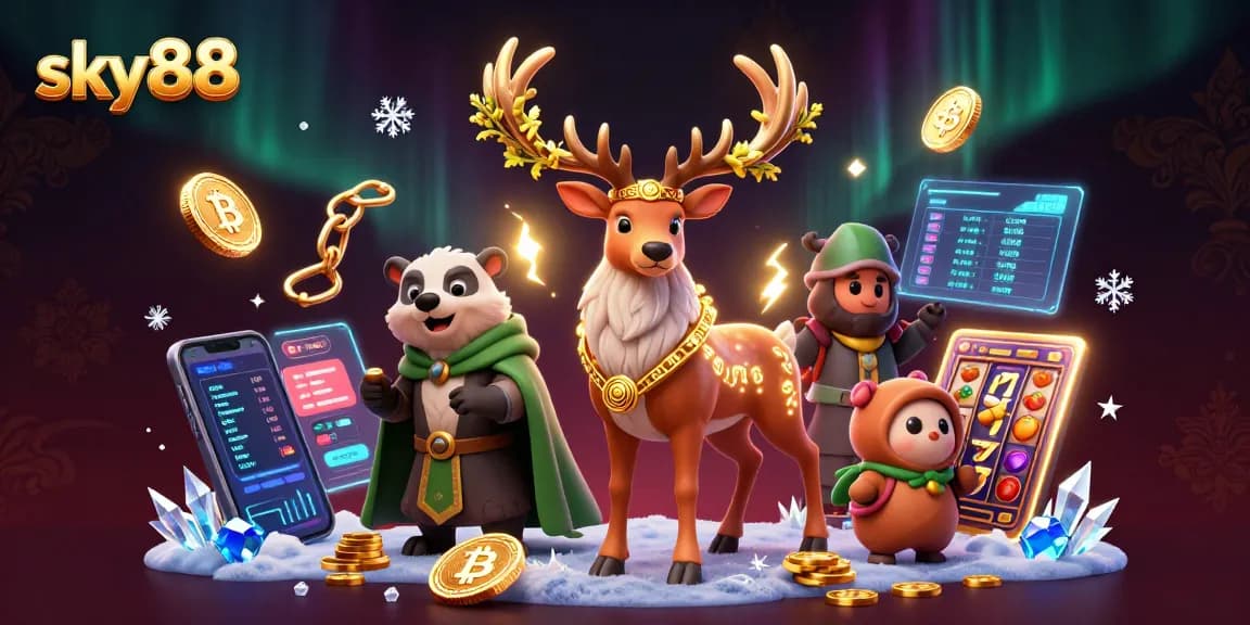 Engage with sky88's thrilling slots and casino magic through a Celtic druid stag and badger.