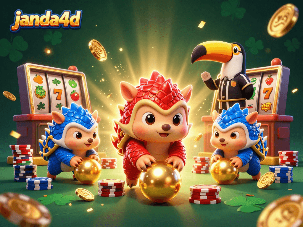 Play exciting slot games with janda4d featuring vibrant pangolins and dynamic casino elements.