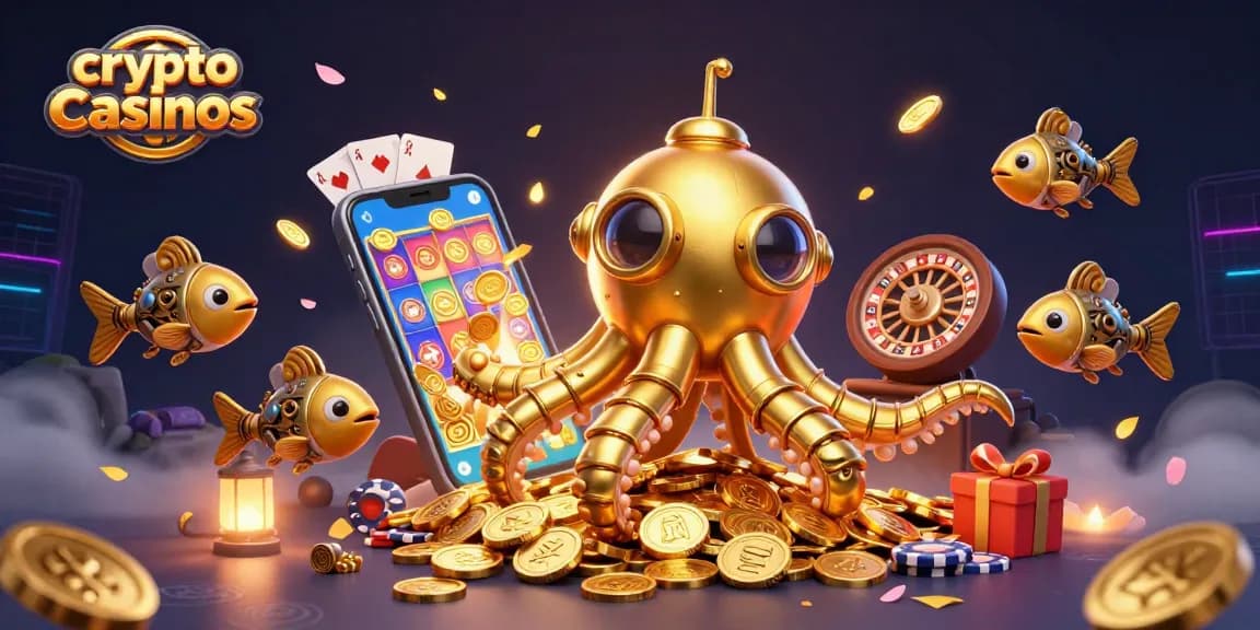 Jouez aux crypto casinos avec le kraken doré et des éléments de jeu captivants.
