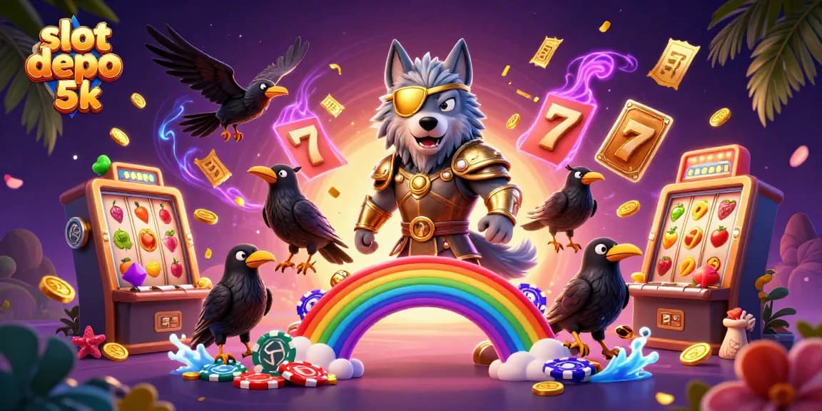 Experience the excitement of slot depo 5k with a dynamic scene of Odin and casino elements around.