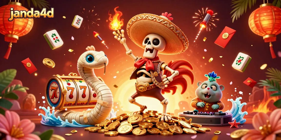 Permainan slot online janda4d dibuka dengan simbol yang berkilauan dan karakter berenergi.
