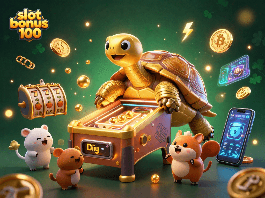 Engage in thrilling gameplay with slot bonus 100 at our vibrant casino scene featuring exciting characters and elements.
