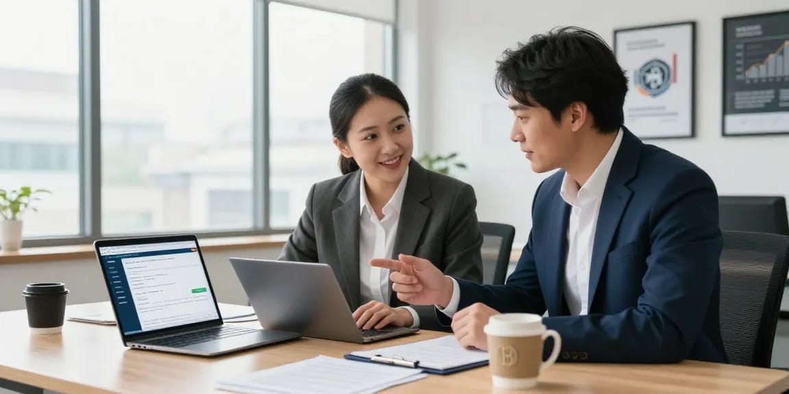 Recover lost crypto with financial experts analyzing strategies in a modern office.