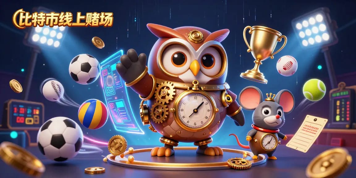 在比特幣線上賭場中,時光旅行者貓頭鷹與齒輪小鼠一起演繹精彩賭博場景。