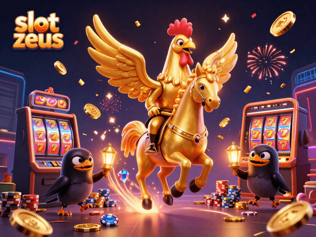 Experience the excitement of slot zeus with animated characters and dynamic casino elements in an enchanting casino scene.