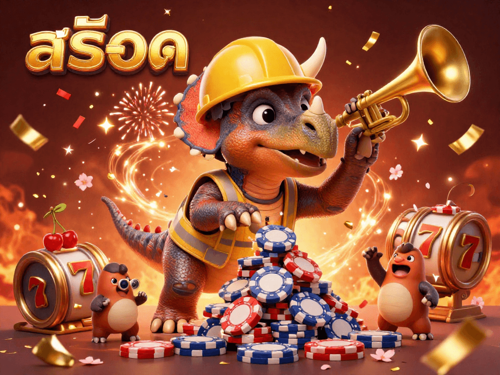 Experience thrilling สล็อต gameplay in a vibrant casino scene filled with celebration and excitement.