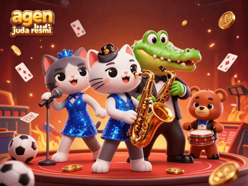 Experience the thrill of sports betting with agen judi bola resmi showcasing vibrant characters in a dynamic casino scene.