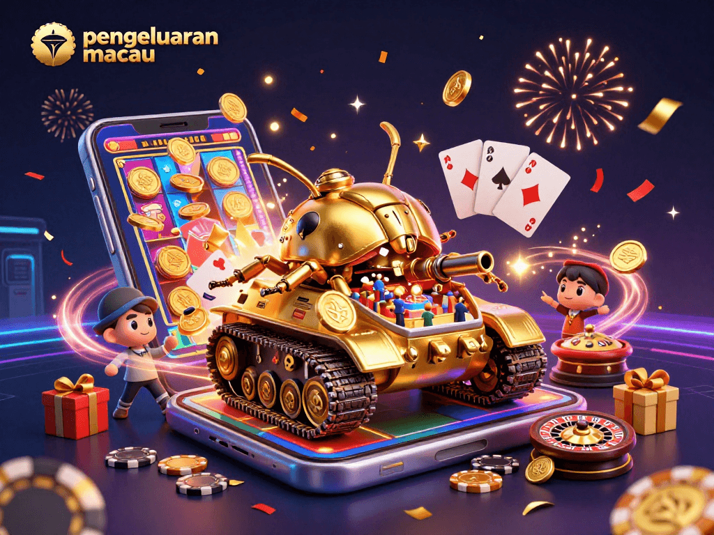 Experience exciting pengeluaran macau with a vibrant casino tank and dynamic slot game elements.