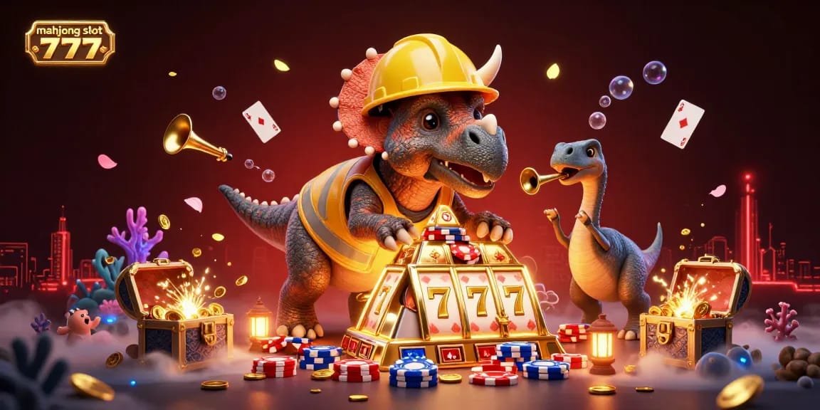 Celebrate big wins in mahjong slot 777 with vibrant 3D cartoon characters and captivating game elements.