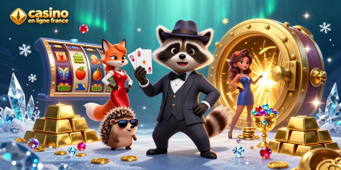 Vivez des gains palpitants au casino en ligne France avec un raton laveur, un renard et un hérisson dans une scène pleine d'action.