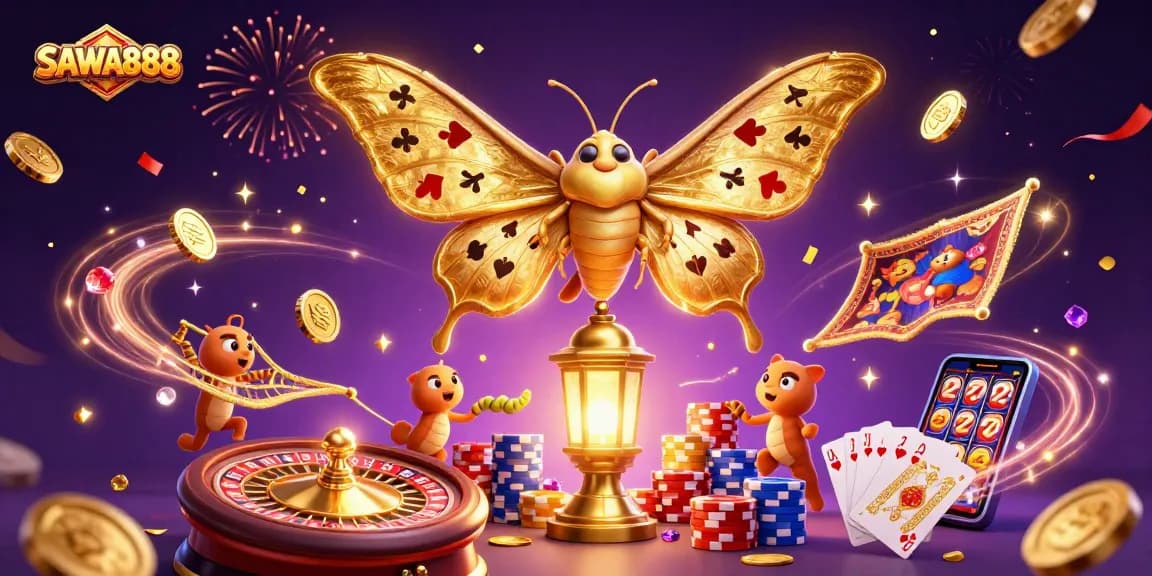 SAWA888 enhances your gaming experience with vibrant casino elements in a captivating scene.