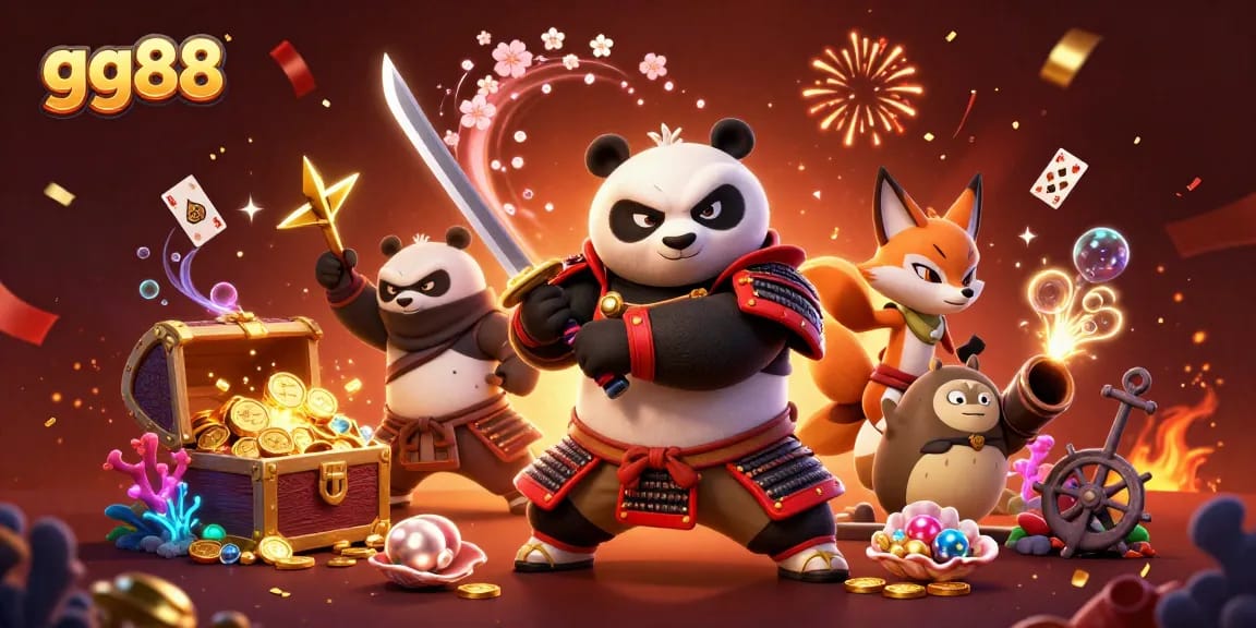 Experience thrilling adventures on gg88 with engaging characters in a vibrant casino-themed illustration.