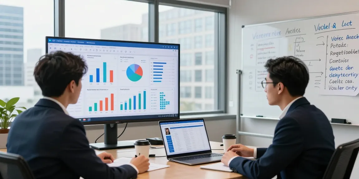 Strategist analyzing voter data for candidate reputation management in a modern office.