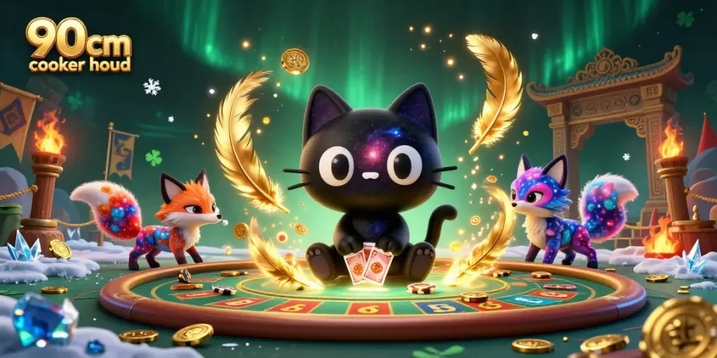Engage with a magical scene of 90cm cooker hood characters winning big at a cosmic casino table.