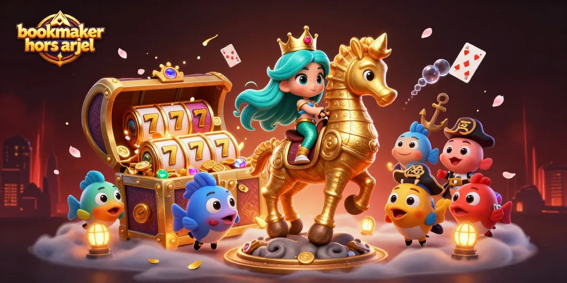 Plongez dans l'univers des bookmakers hors ARJEL avec une illustration colorée et ludique représentant des paris sportifs.