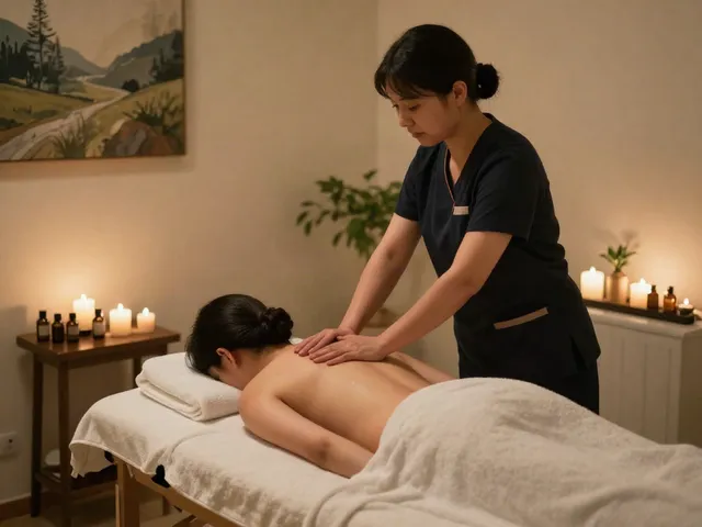 Enjoying a relaxing 역삼동출장마사지 in a serene wellness studio.