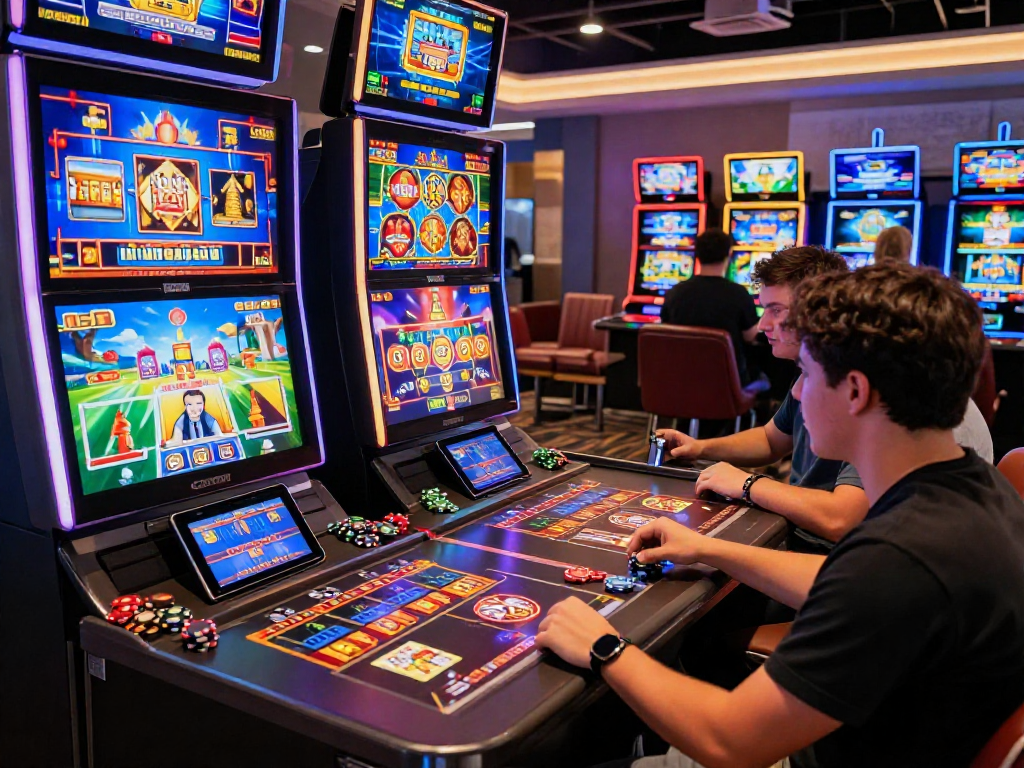 Players enjoying bandar slot gacor games in a lively casino atmosphere with vibrant graphics and engaging environments.