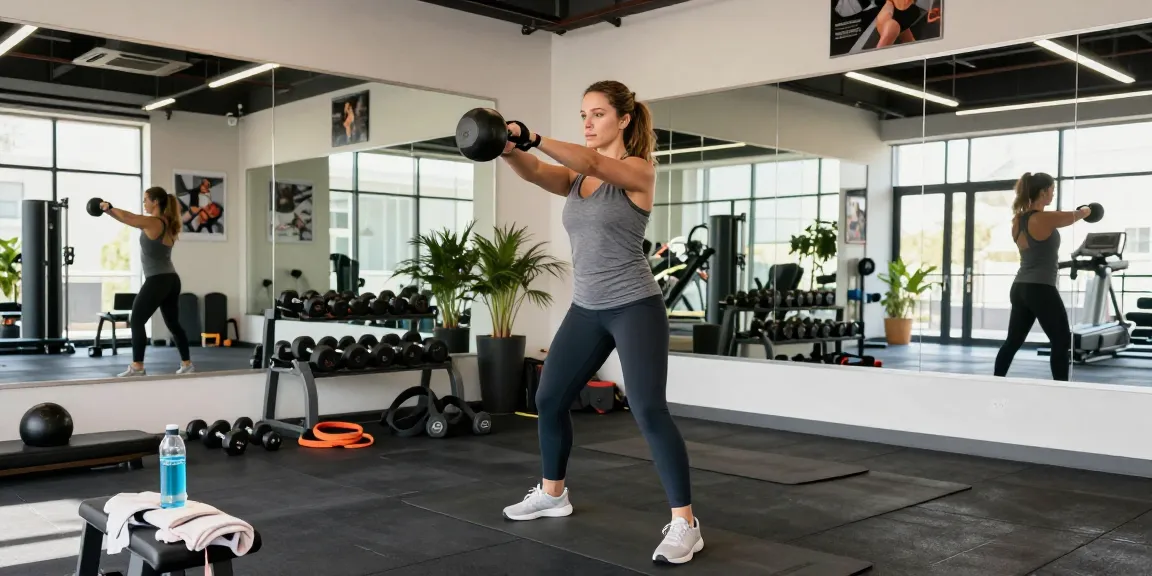 Beligas Shop athlete training with kettlebell in a modern gym.