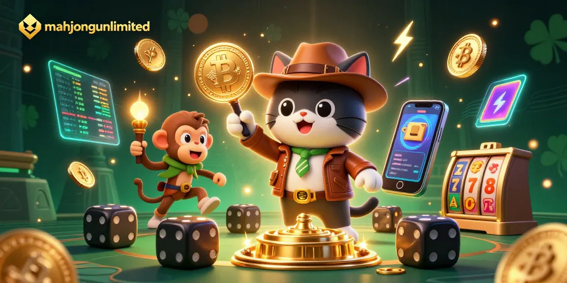 Engage with mahjongunlimited's captivating jackpot gameplay featuring a cat archaeologist and a golden artifact.