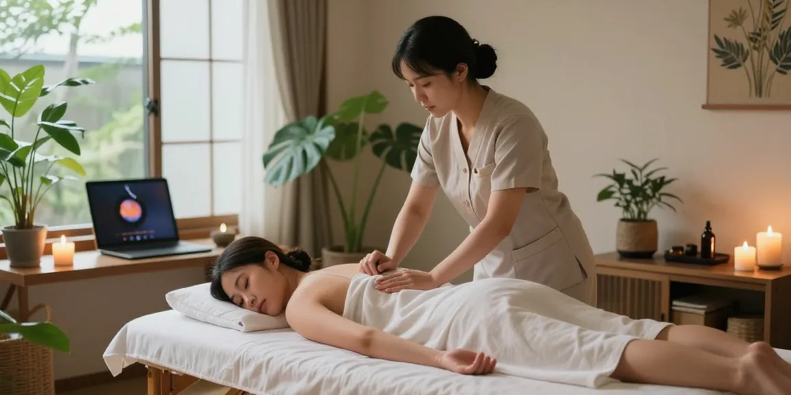 하남출장안마에서 편안한 마사지 받는 모습과 온화한 분위기.