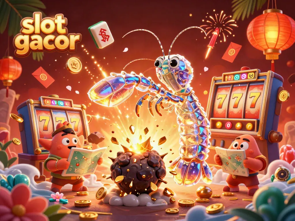 Engage with the exciting world of slot gacor featuring a galactic samurai mantis shrimp and vibrant casino elements.