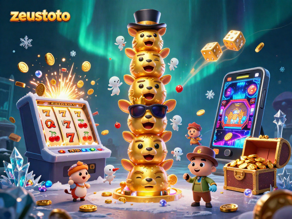 Experience zeustoto's thrilling jackpot excitement with vibrant slot machine action and golden totem magic.