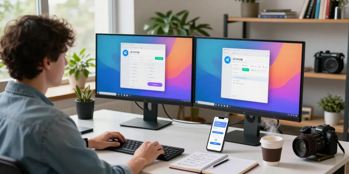 Setting up 纸飞机中文版 in a modern tech workspace with vibrant displays and lush greenery.