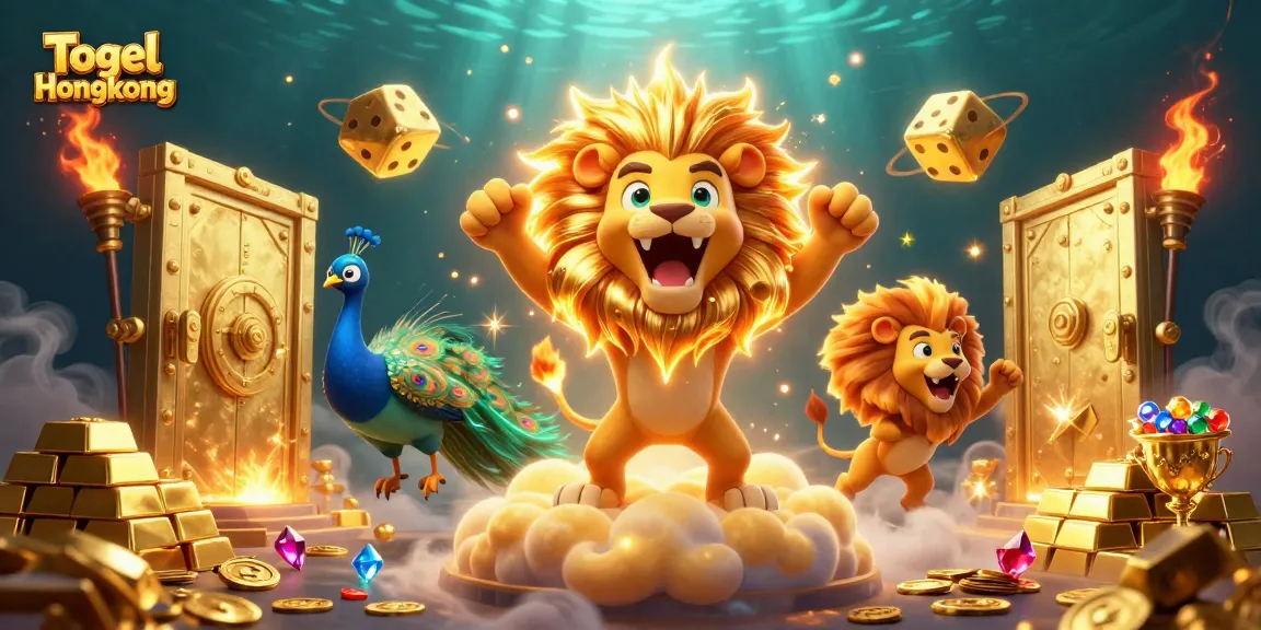 Engage in Togel Hongkong with vibrant dice, treasures, and majestic characters.