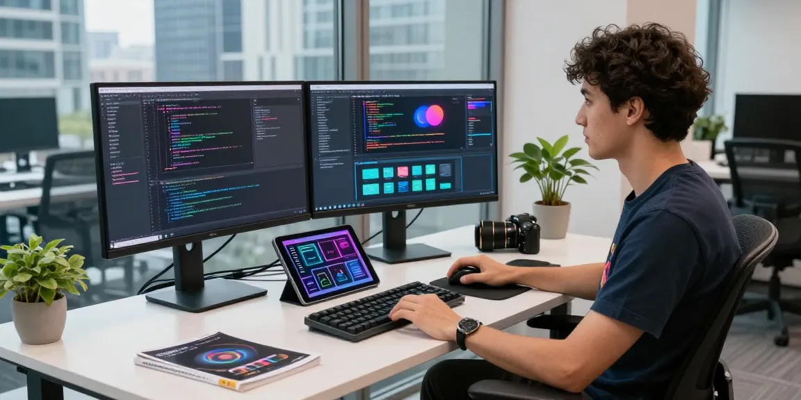 Engaging coding workspace of a developer showcasing the tech behind teiegramin.com