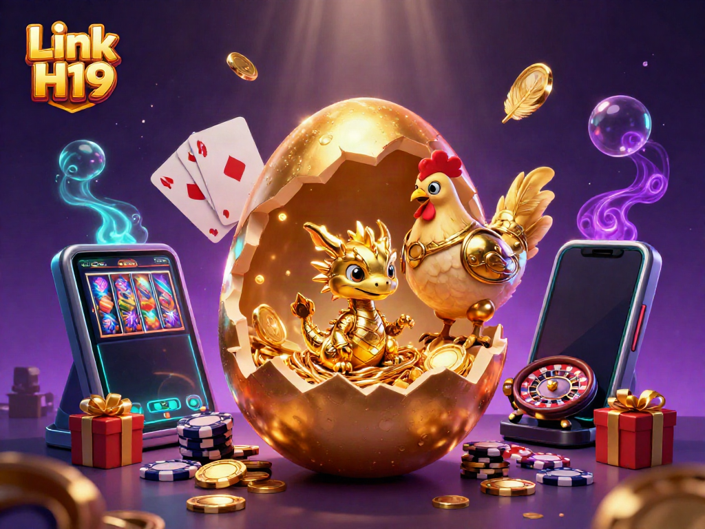 Engage with the thrilling excitement of Link H19 as it showcases a golden dragon amidst vibrant casino elements.