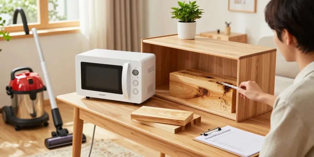 Efficient SHASHEL® microwave treatment eliminating wood pests in a warm home setting.