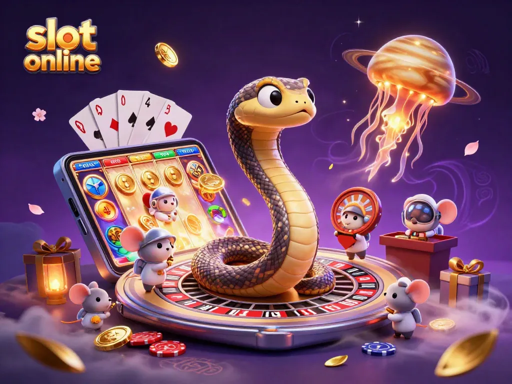 Feel the excitement of slot online gaming with cartoon characters and vibrant casino elements.