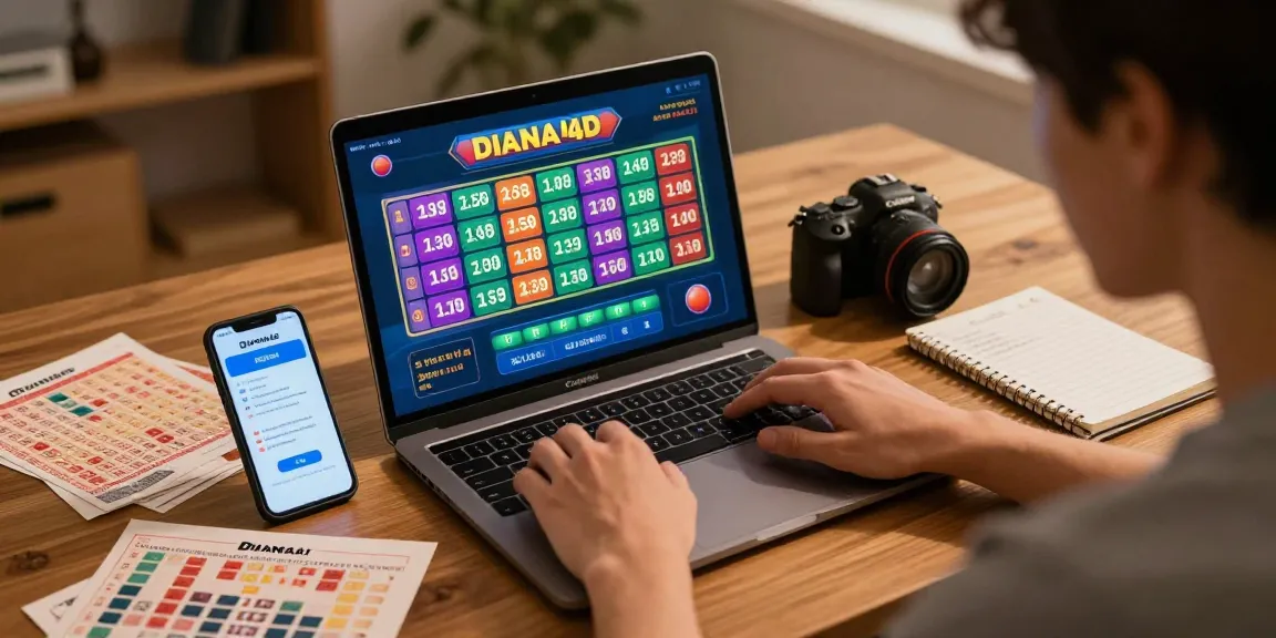 Pemain taruhan online menggunakan diana4d di laptop dengan grafik warna-warni dan statistik real-time.