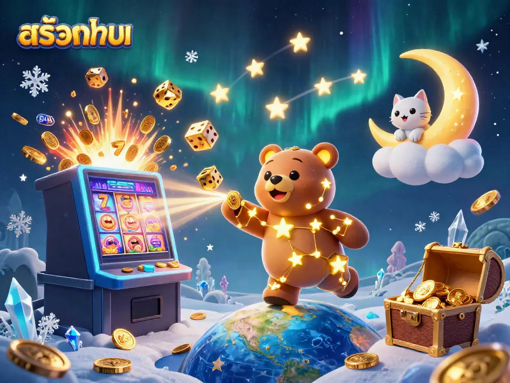Experience สล็อตทดลอง as a dynamic 3D scene with vibrant casino-themed characters and jackpot excitement.