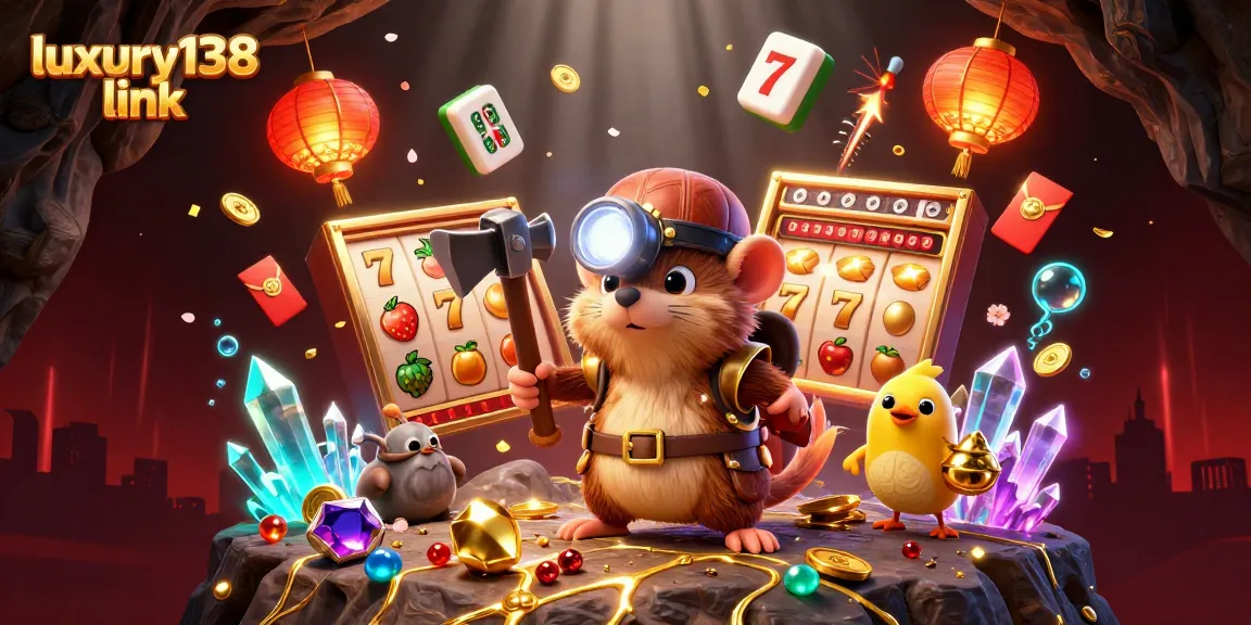 Join the fun with luxury138 link as our treasure hunter mole explores a vibrant casino scene.