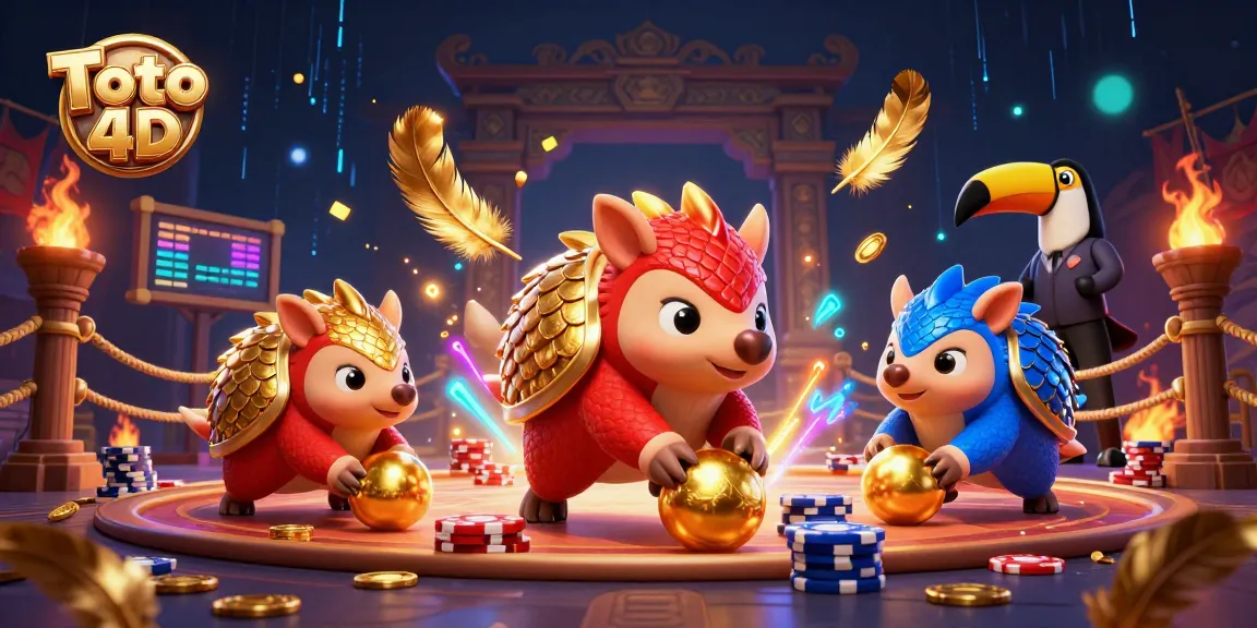 Engage in Toto 4D action with pangolins battling through poker chips, enhancing the gaming experience.