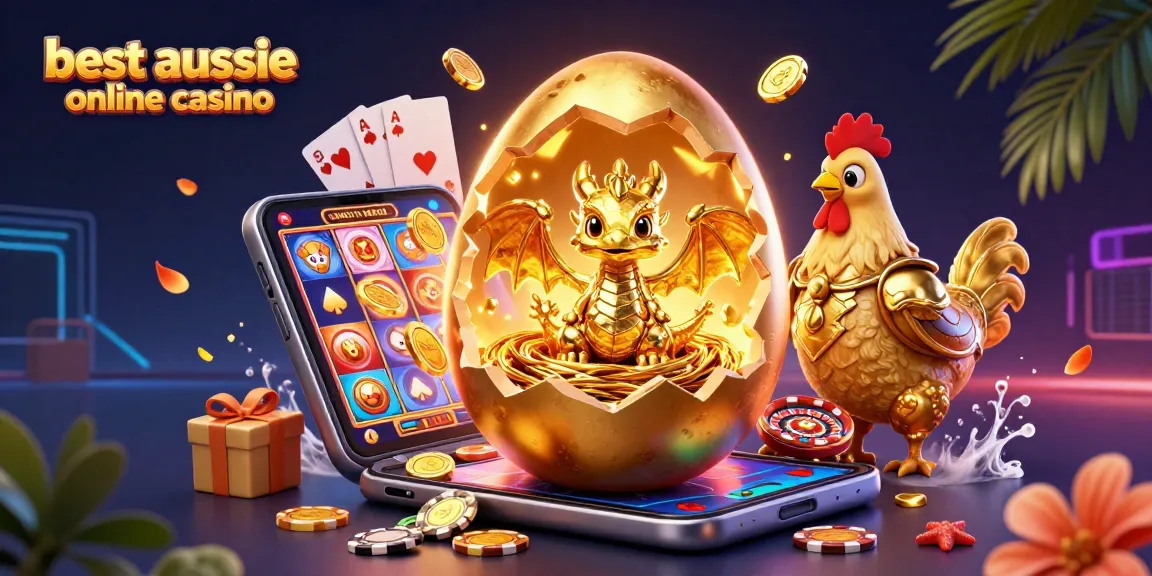 Engage with the best aussie online casino featuring a golden dragon and rich gambling elements.