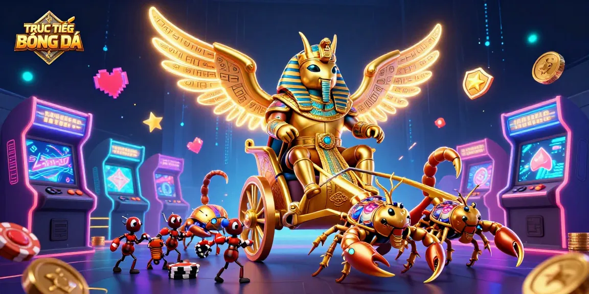 Engage with TRỰC TIẾP BÓNG ĐÁ through vibrant gaming elements and characters in an action-packed scene.