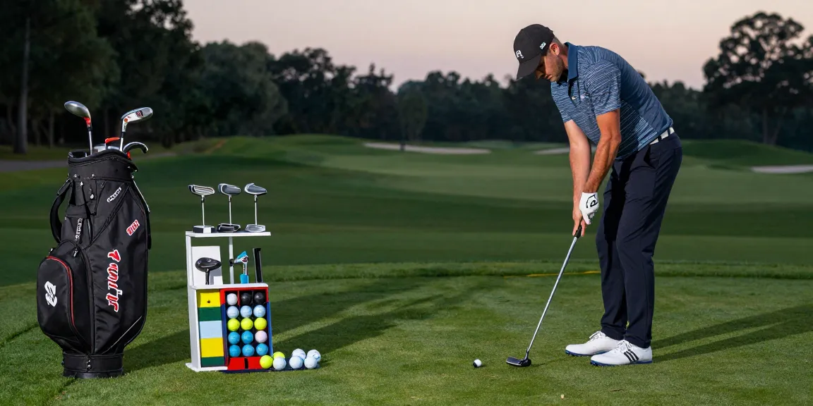 Dalam ulasan putter di https://puttperfection.com/putter-reviews, penggemar golf fokus berlatih dengan putter mallet modern di lapangan hijau yang rimbun.