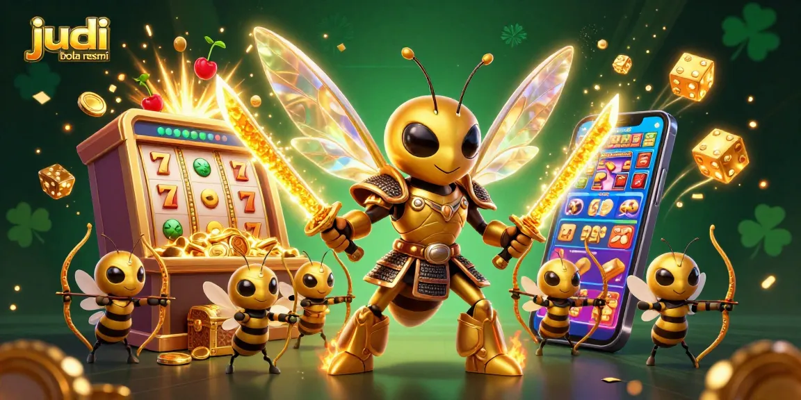 Experience the excitement of judi bola resmi with a vibrant scene featuring dynamic characters and casino elements.
