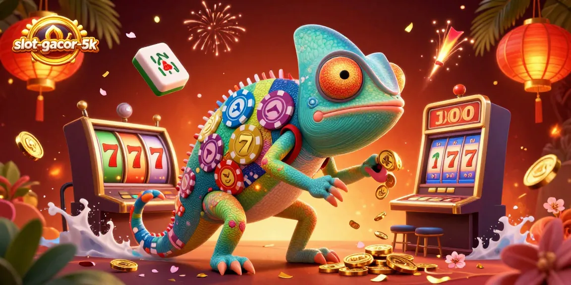 Experience thrilling play with slot-gacor-5k’s vibrant chameleon casino owner amidst dynamic game visuals.